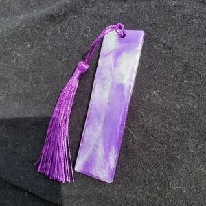 White & Purple Epoxy Resin Bookmark • Handmade • Tassel • Unique Imperfections